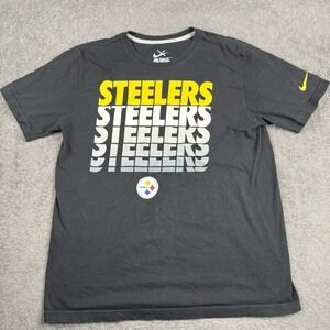 Pittsburgh Steelers Black Nike Tee Shirt Men's Size‎ Large Spell Out